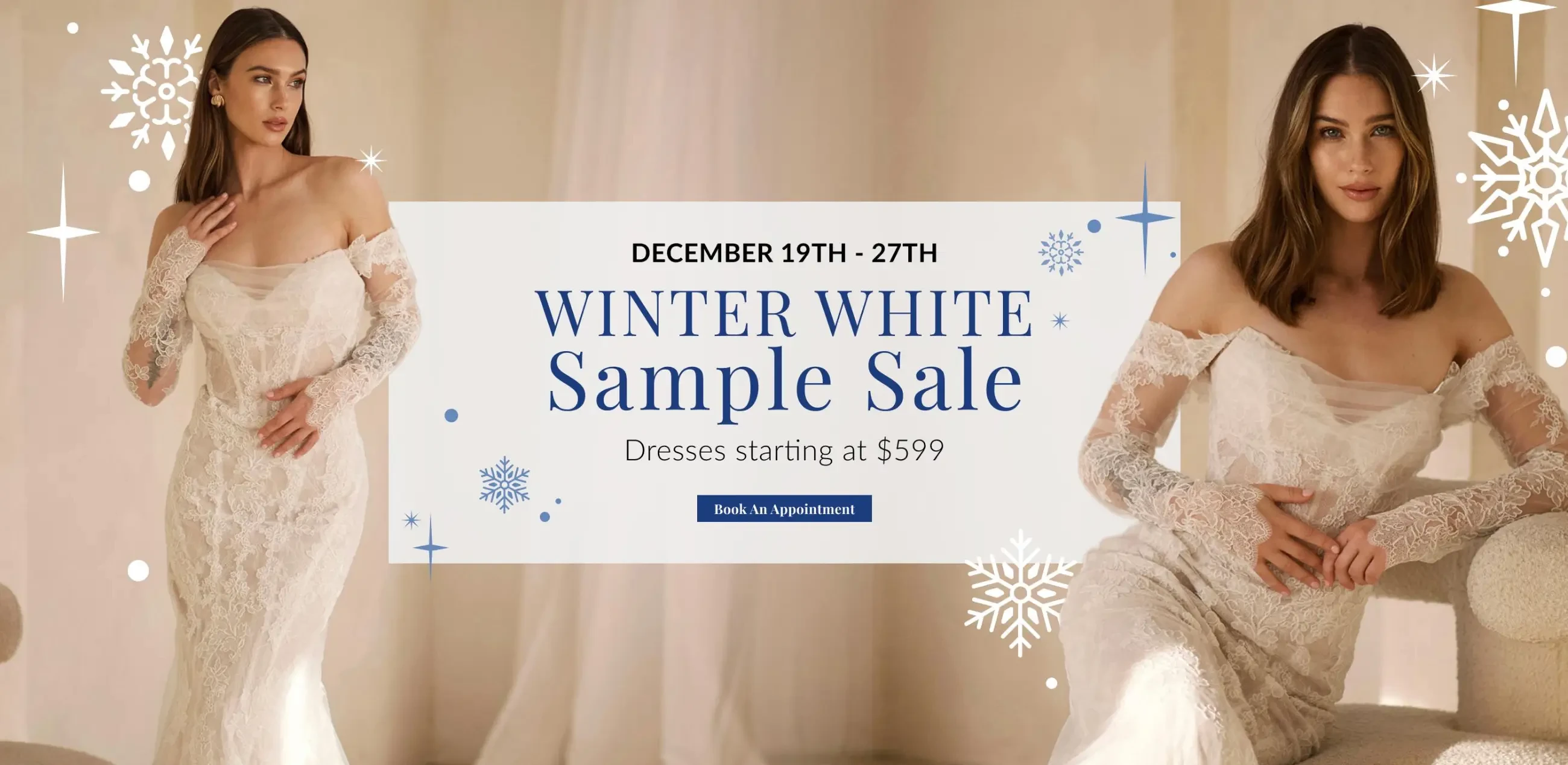winter white sample sale at Ella Blu Bridal