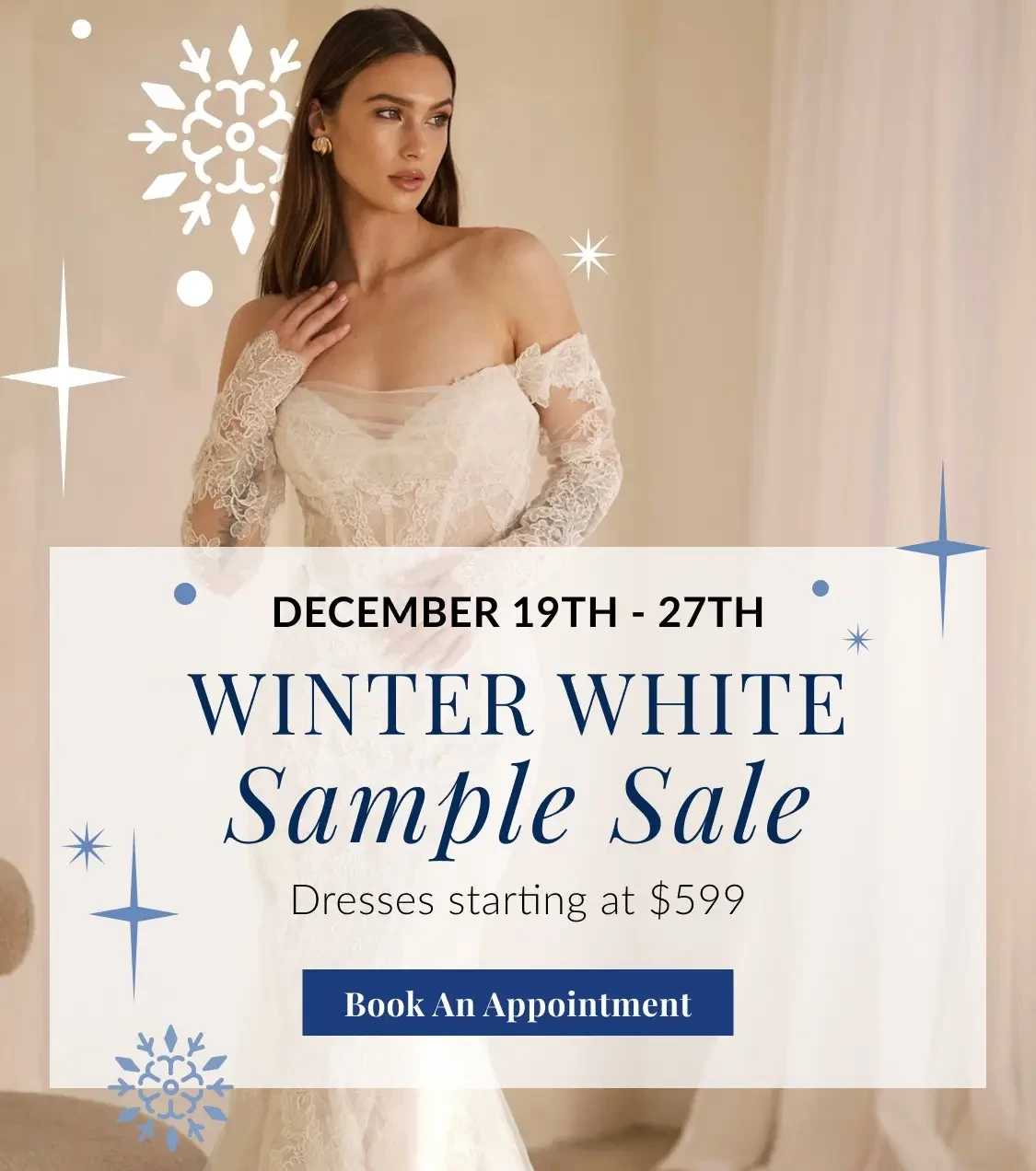 winter white sample sale at Ella Blu Bridal